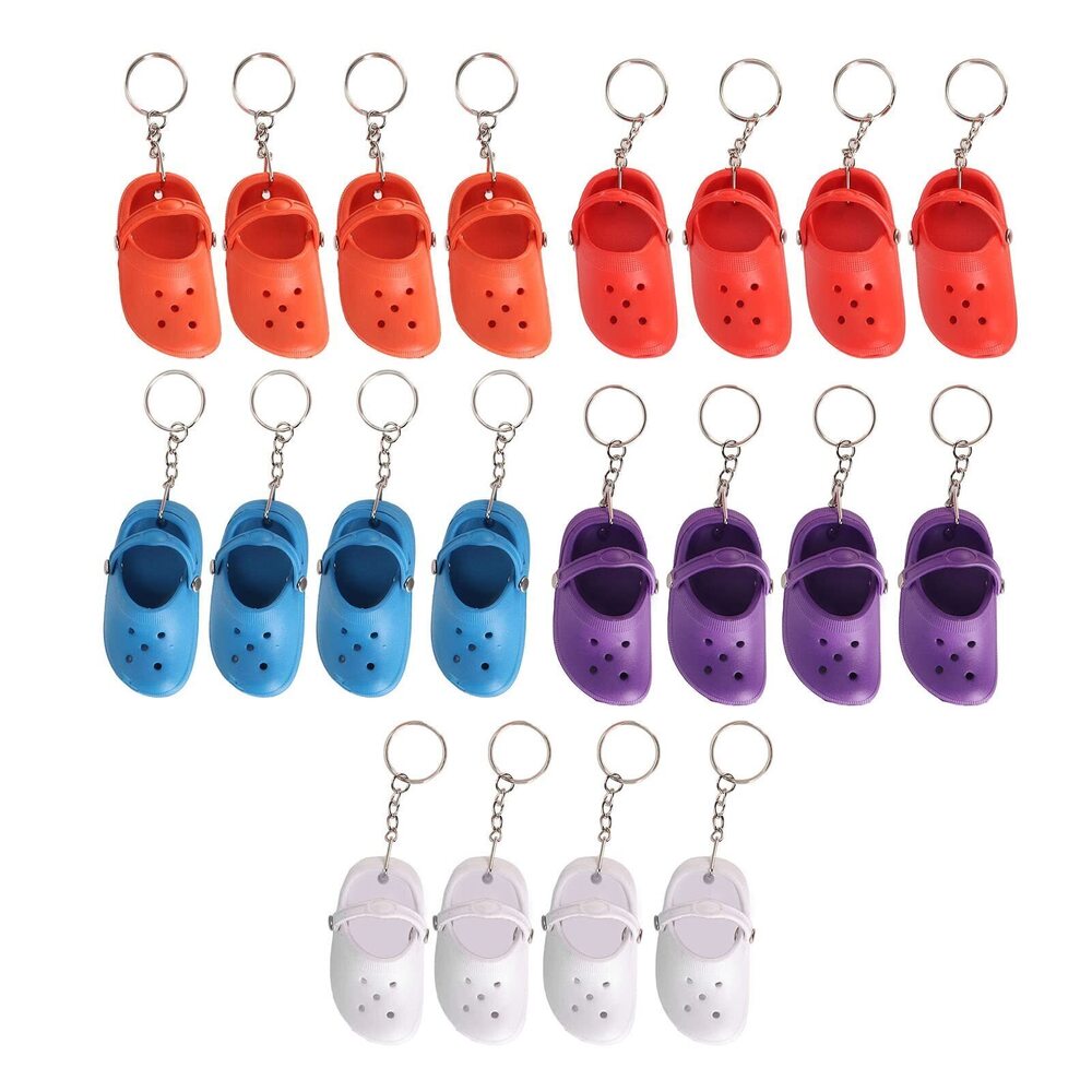 5142 Slipper Keychain, 20Pcs Mini Shoes Keychain, 5 Color Cute Hole